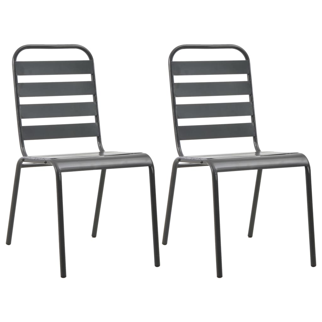 vidaXL Stohovateľné vonkajšie stoličky 2 ks, oceľ, sivé