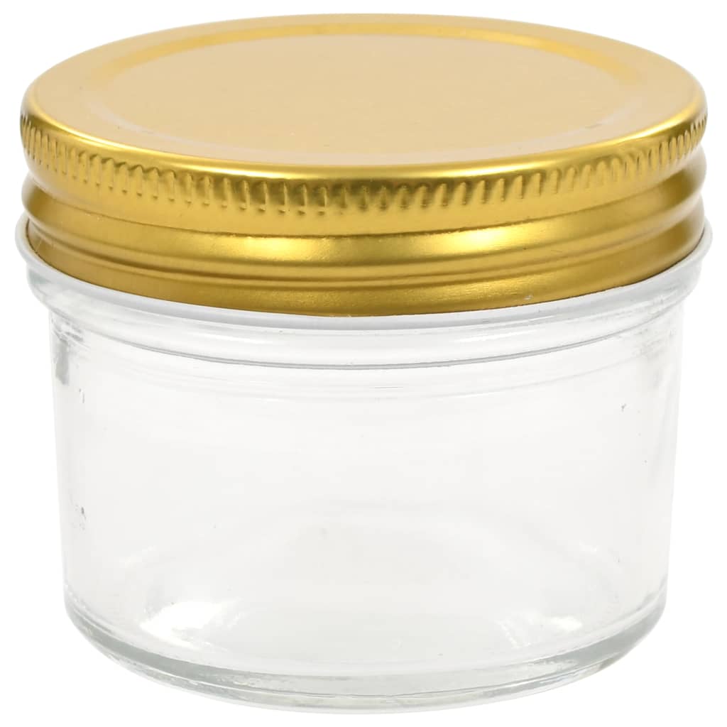 vidaXL Sklenené zaváracie poháre so zlatými viečkami 24 ks 110 ml