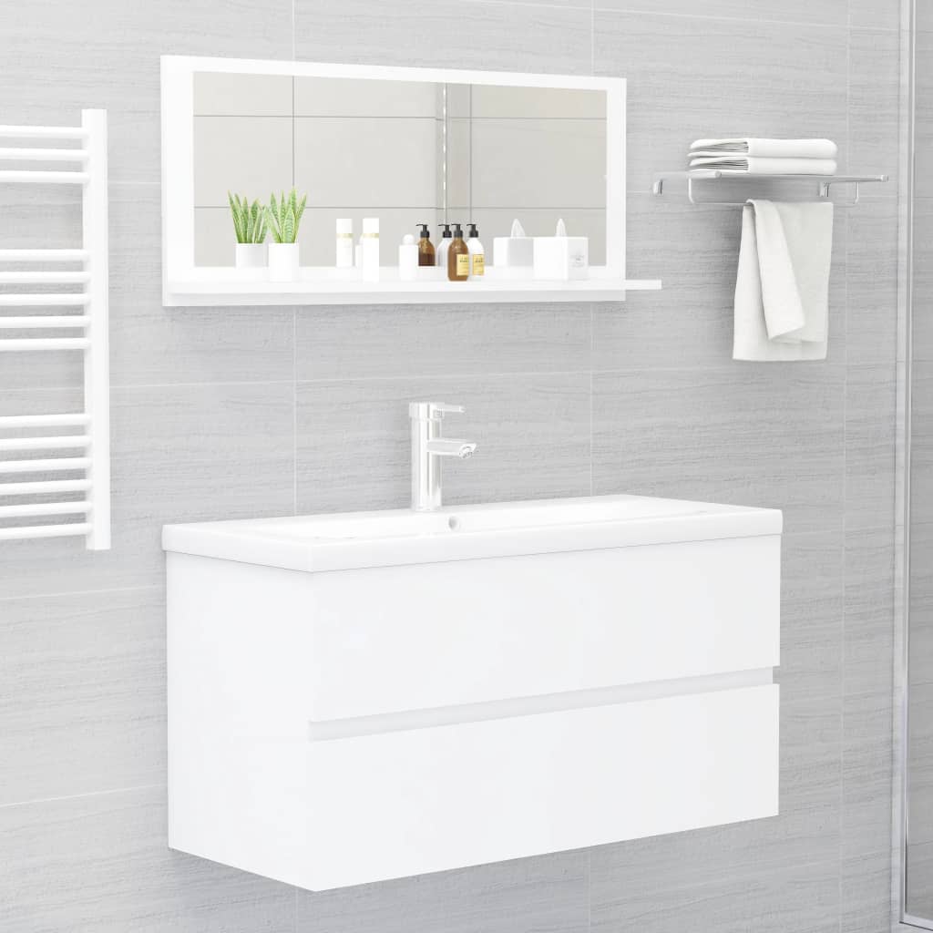 vidaXL Kúpeľňové zrkadlo, biele 90x10,5x37 cm, kompozitné drevo