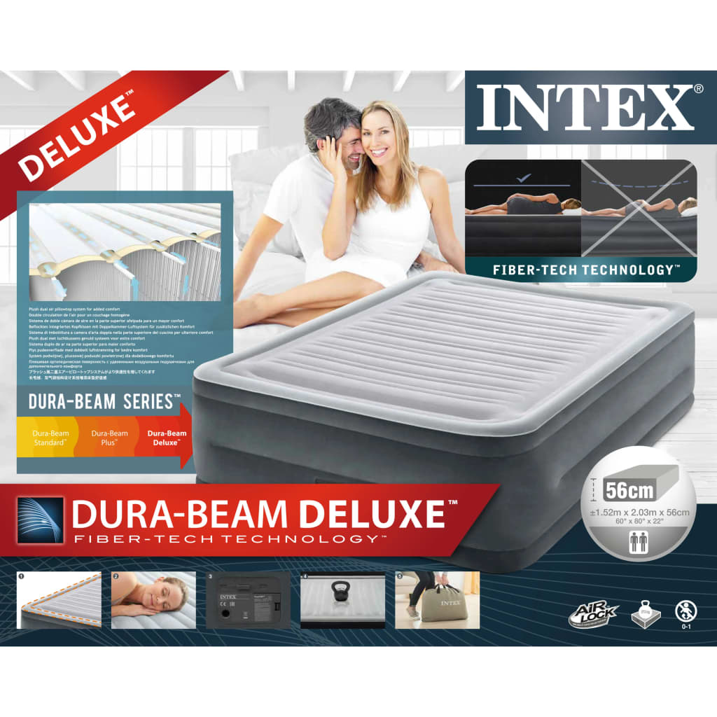Intex Nafukovací matrac Dura-Beam Deluxe Comfort Plush Queen 56 cm