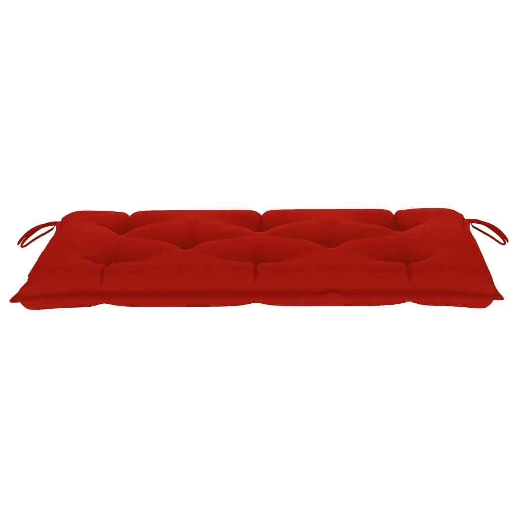 vidaXL Záhradná lavička, červená podložka 112 cm, tíkový masív