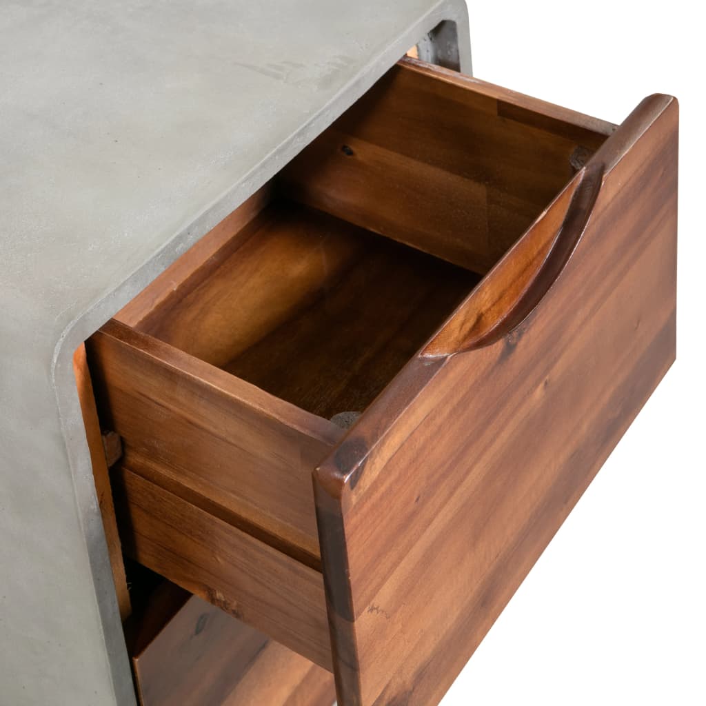 vidaXL Nočný stolík, betón a akáciové drevo, 40x30x50 cm