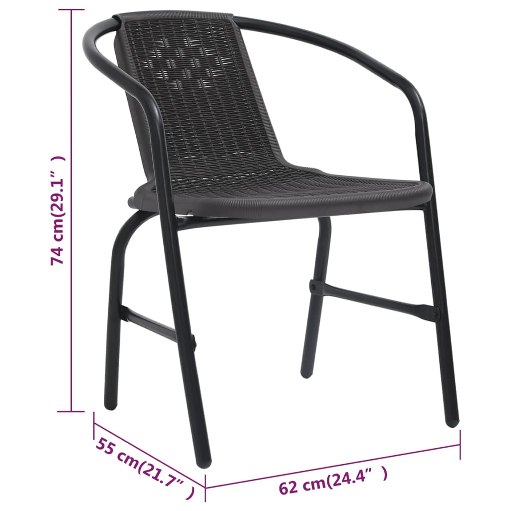 vidaXL Záhradné stoličky 8 ks plastový ratan a oceľ 110 kg