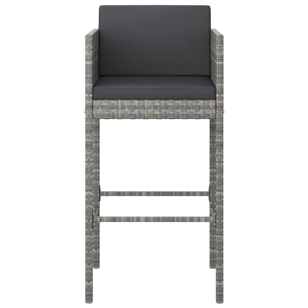 vidaXL Barové stoličky 4 ks s vankúšmi sivé polyratan