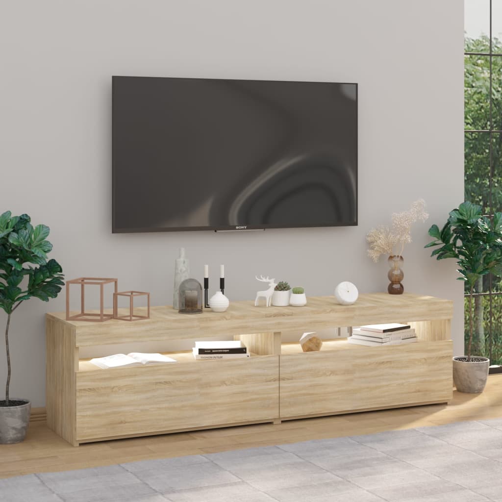 vidaXL TV skrinky 2 ks s LED svetlami dub sonoma 75x35x40 cm