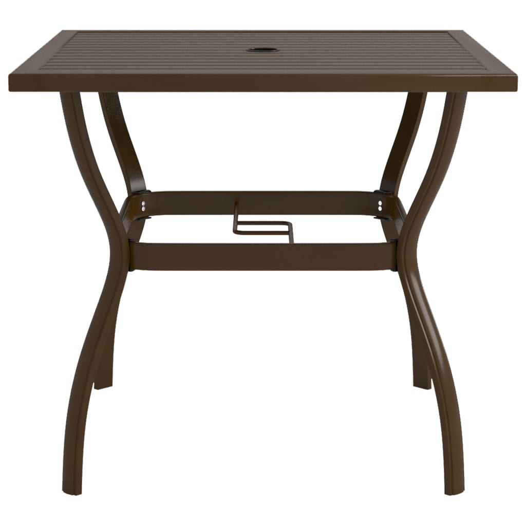 vidaXL Záhradný stôl hnedý 81,5x81,5x72 cm oceľ