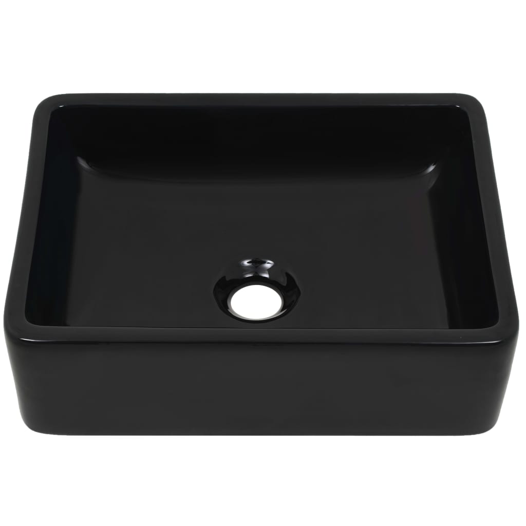 vidaXL Keramické umývadlo, obdĺžnikové, čierne, 41x30x12 cm