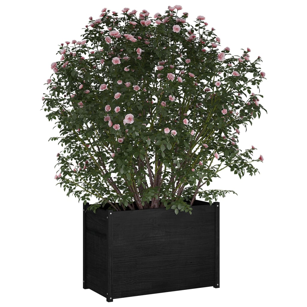 vidaXL Záhradný kvetináč čierny 100x50x70 cm masívne borovicové drevo