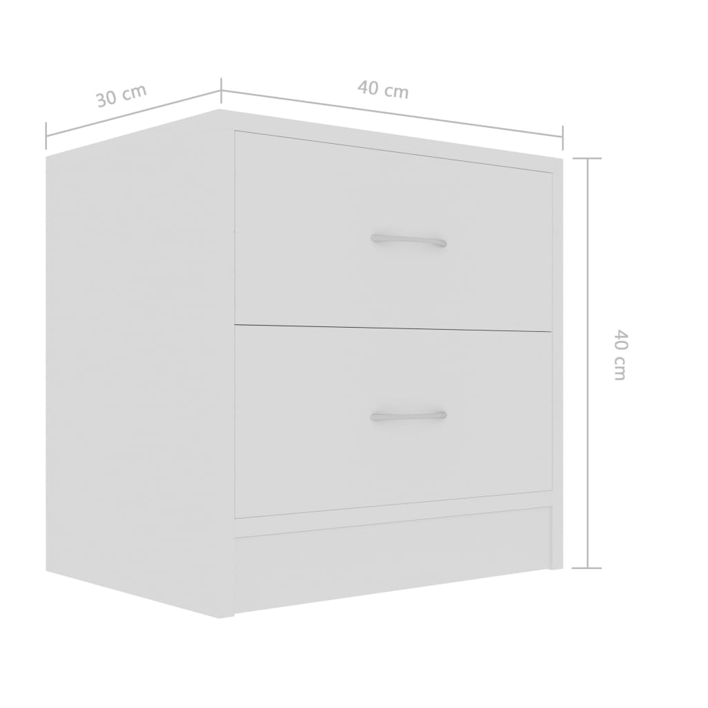 vidaXL Nočný stolík, biely 40x30x40 cm, drevotrieska