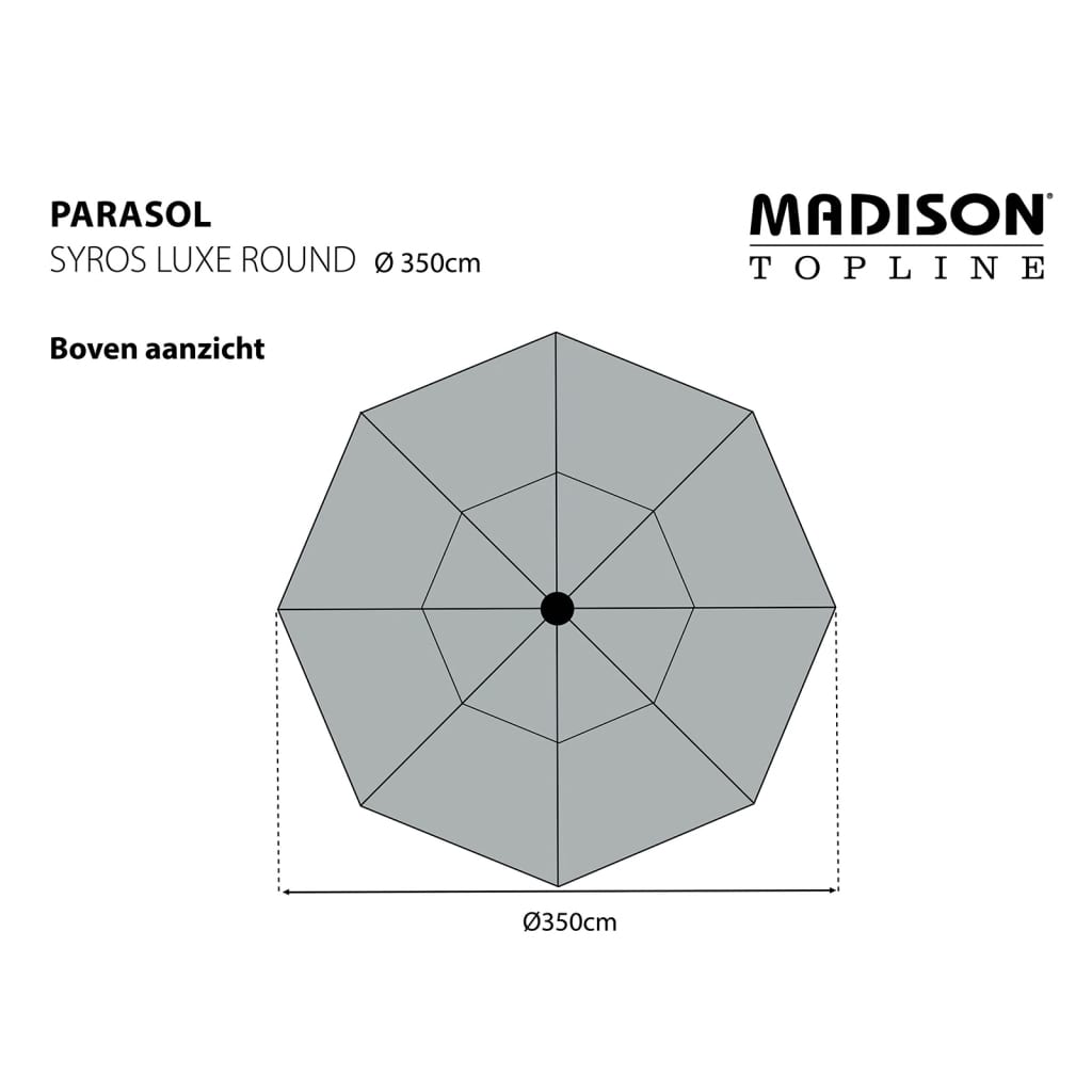 Madison Slnečník Syros Luxe 350 cm, okrúhly, sivohnedý