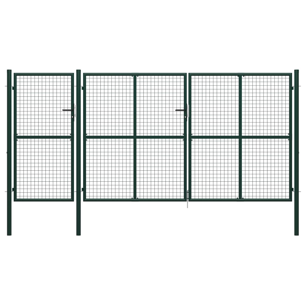 vidaXL Záhradná brána, oceľ 400x150 cm, zelená