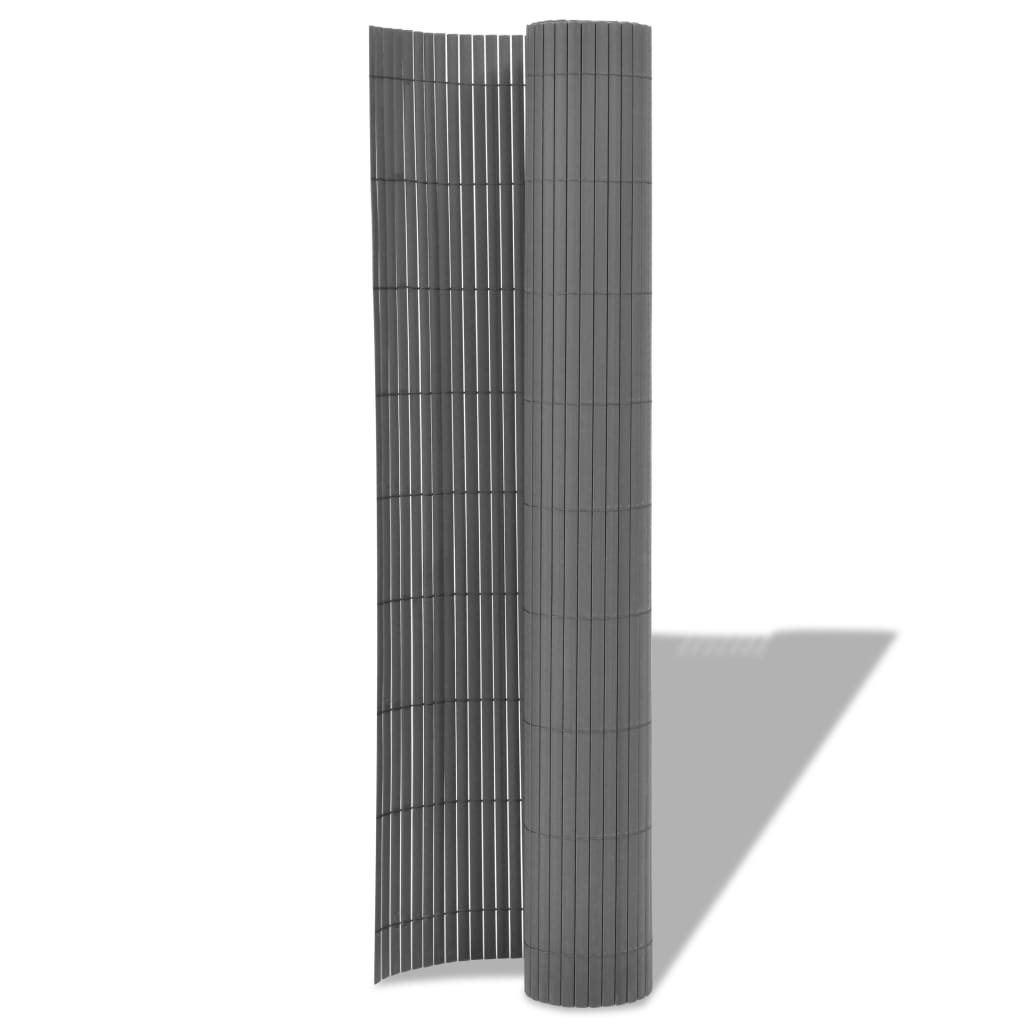 vidaXL Obojstranný záhradný plot, PVC 150x500 cm, sivý