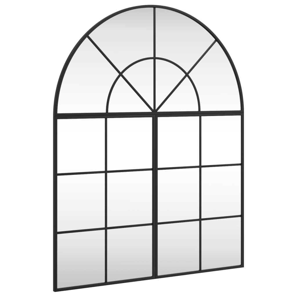 vidaXL Nástenné zrkadlo čierne 80x100 cm oblúkové železné