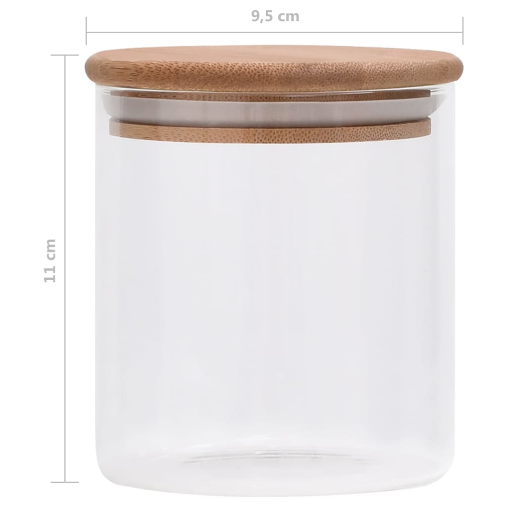 vidaXL Skladovacie sklenené poháre s bambusovými viečkami 10 ks 600 ml