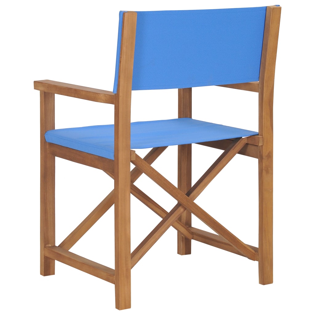 vidaXL Režisérska stolička, tíkový masív, modrá