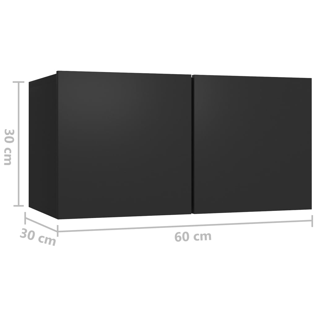 vidaXL 7-dielna súprava TV skriniek čierna drevotrieska