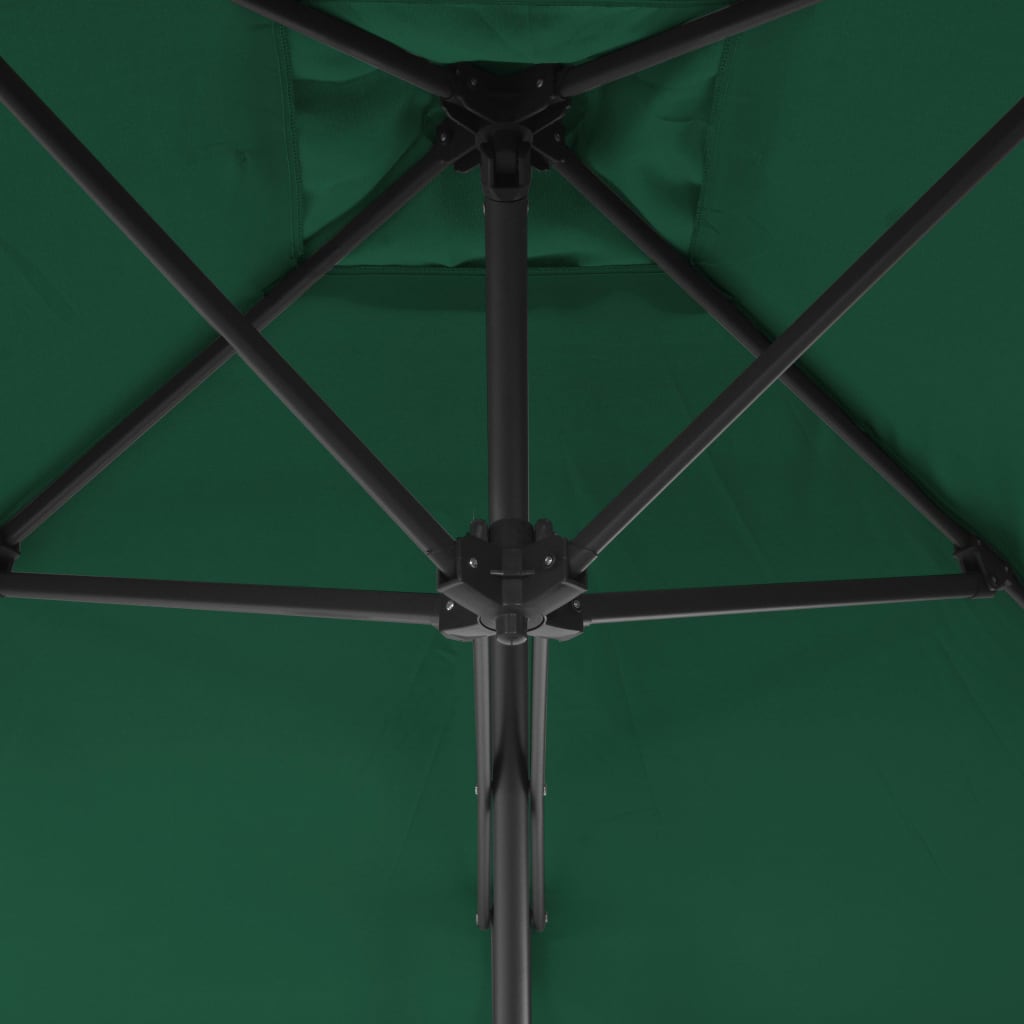 vidaXL Vonkajší slnečník s oceľovou tyčou 300 cm zelený