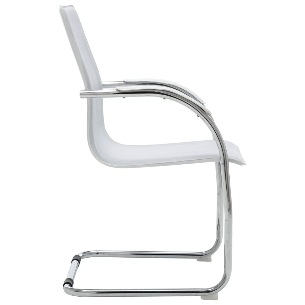 vidaXL Kancelárska stolička, perová kostra, biela, umelá koža