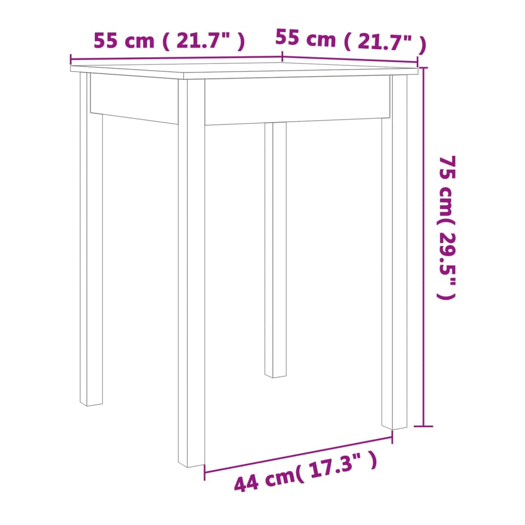 vidaXL Jedálenský stôl voskový hnedý 55x55x75 cm borovicový masív