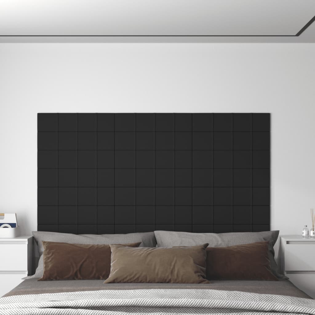 vidaXL Nástenné panely 12 ks čierne 60x15 cm látkové 1,08 m²