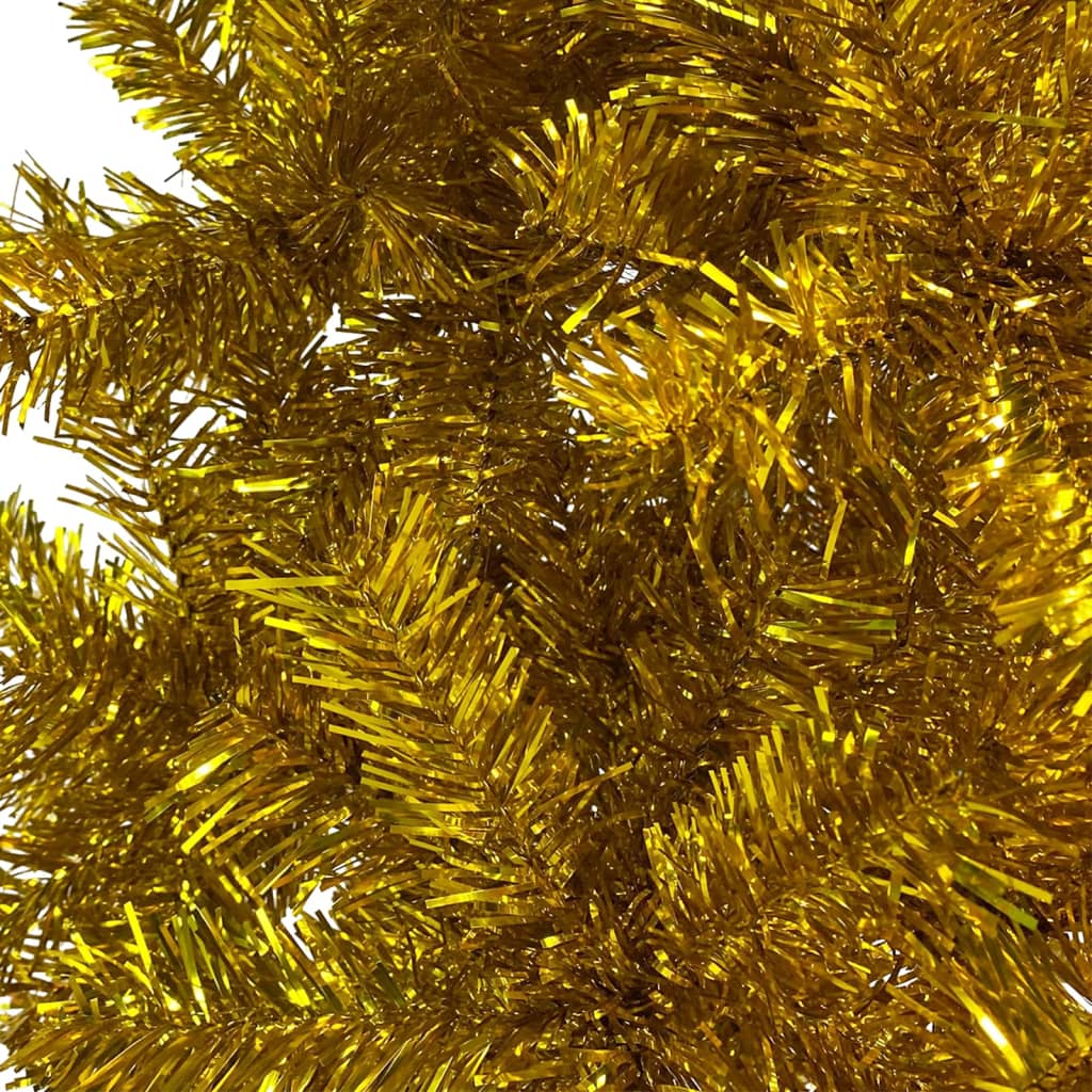 vidaXL Úzky osvetlený vianočný stromček, zlatý 210 cm