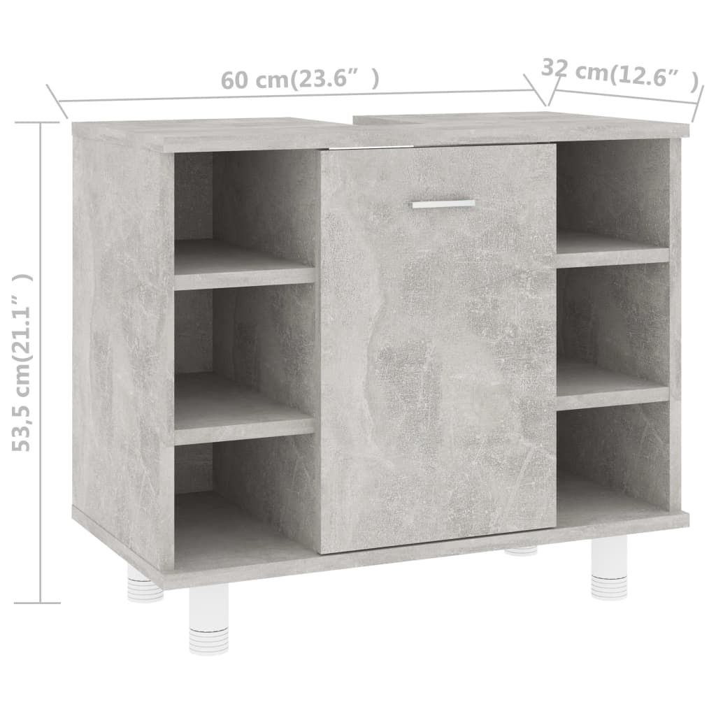 vidaXL 3-dielna súprava kúpeľňového nábytku,betónovo sivá,drevotrieska