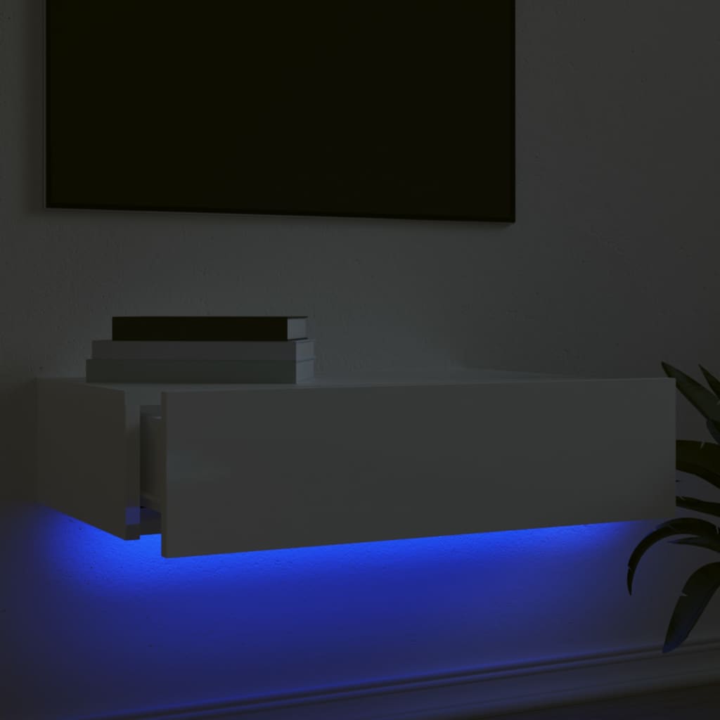 vidaXL TV skrinka s LED svetlami lesklá biela 60x35x15,5 cm