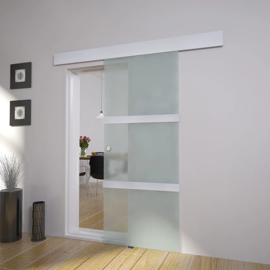 vidaXL Posuvné dvere, sklo a hliník 178 cm, strieborné
