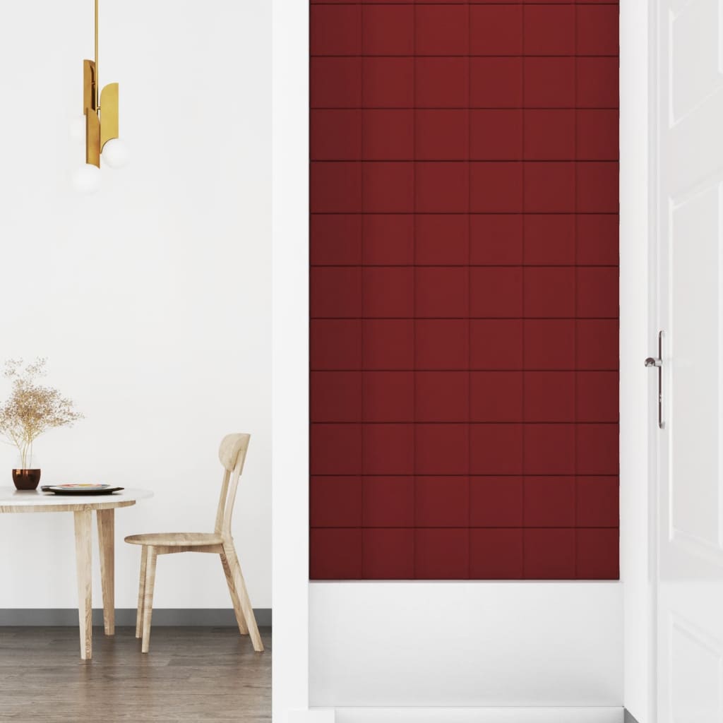 vidaXL Nástenné panely 12 ks vínovo-červené 90x15 cm látka 1,62 m²