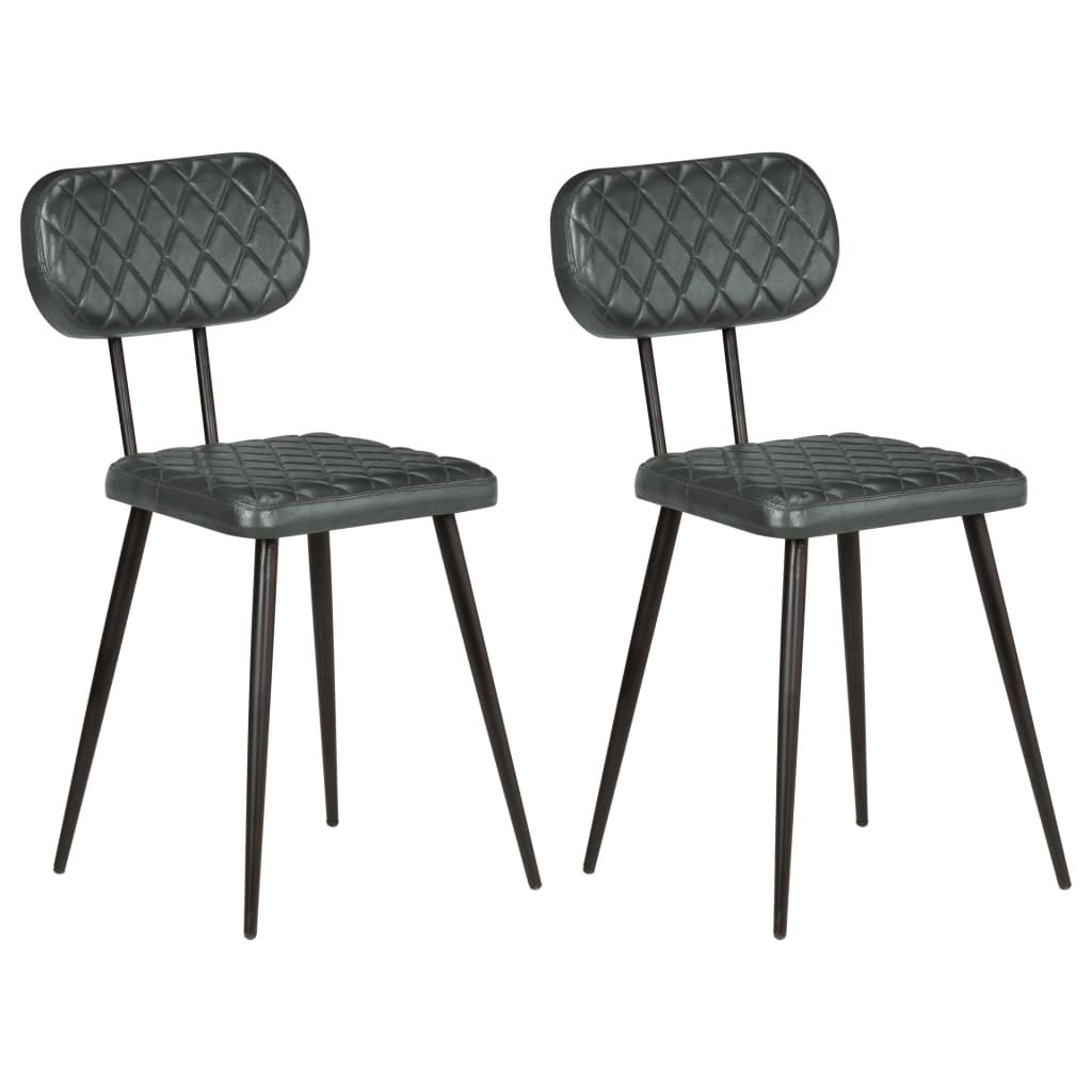 vidaXL Jedálenské stoličky 2 ks, sivé, pravá koža