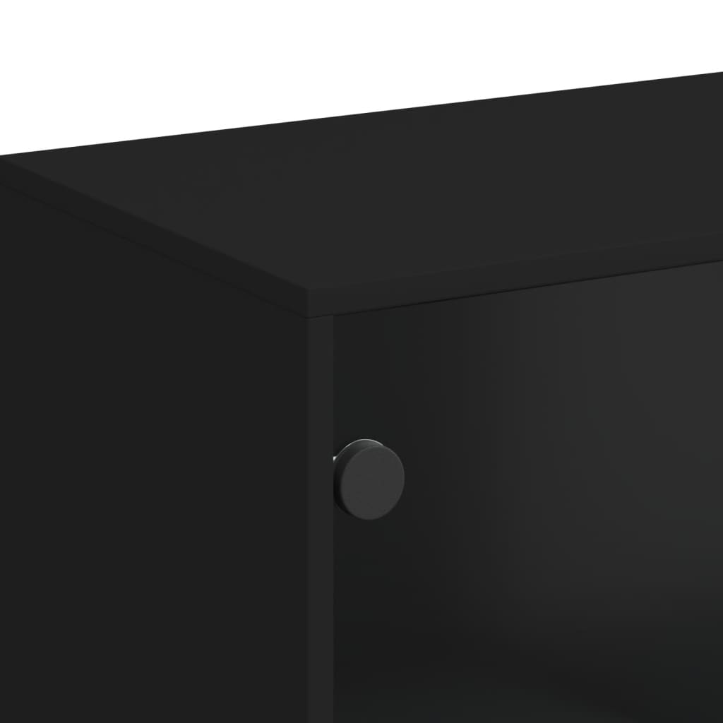 vidaXL Bočná skrinka so sklenenými dvierkami čierna 69x37x100 cm