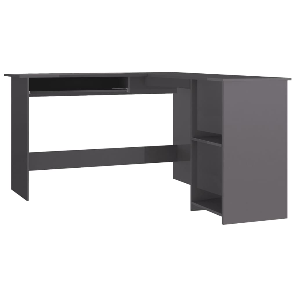 vidaXL Rohový stôl v tvare L, lesklý sivý 120x140x75 cm, drevotrieska
