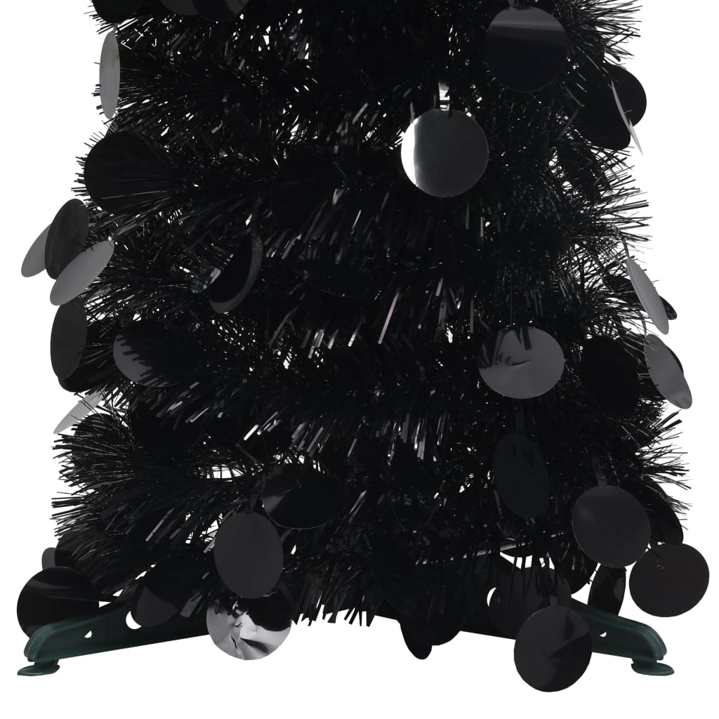 vidaXL Rozkladací umelý vianočný stromček, čierny 150 cm, PET