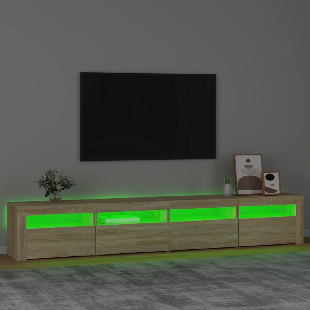vidaXL TV skrinka s LED svetlami dub sonoma 240 x 35 x 40 cm