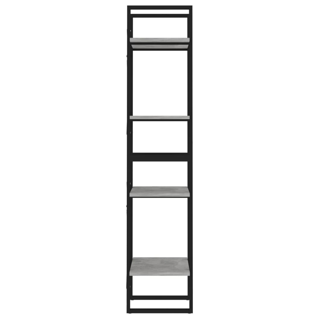 vidaXL 4-poschodová knižnica betónová sivá 40x30x140 cm drevotrieska