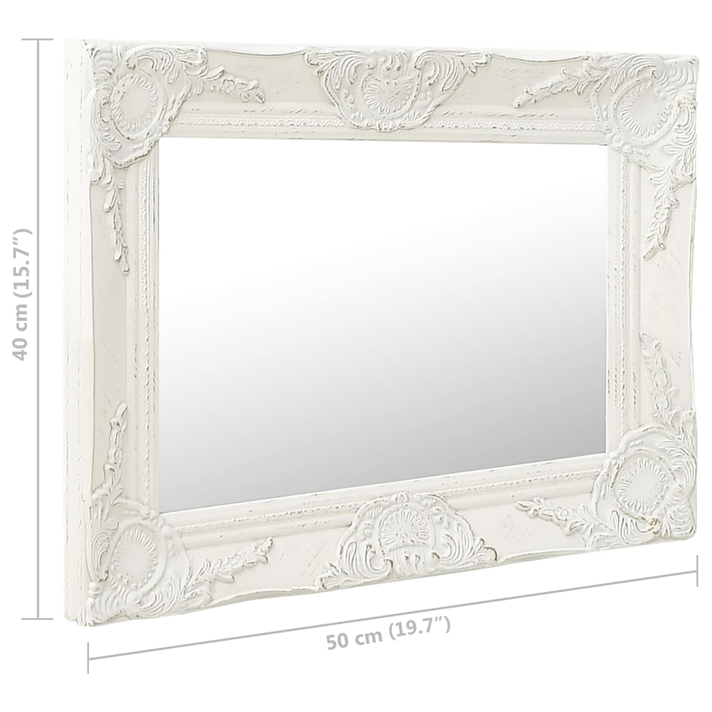 vidaXL Nástenné zrkadlo v barokovom štýle 50x40 cm biele