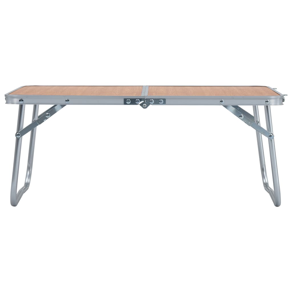 vidaXL Skladací kempingový stôl hnedý 60x40 cm hliníkový