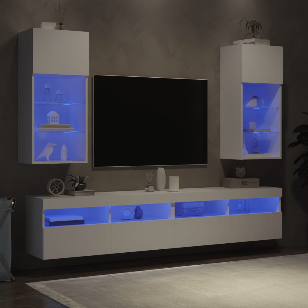 vidaXL TV skrinky s LED svetlami 2 ks biele 40,5x30x90 cm