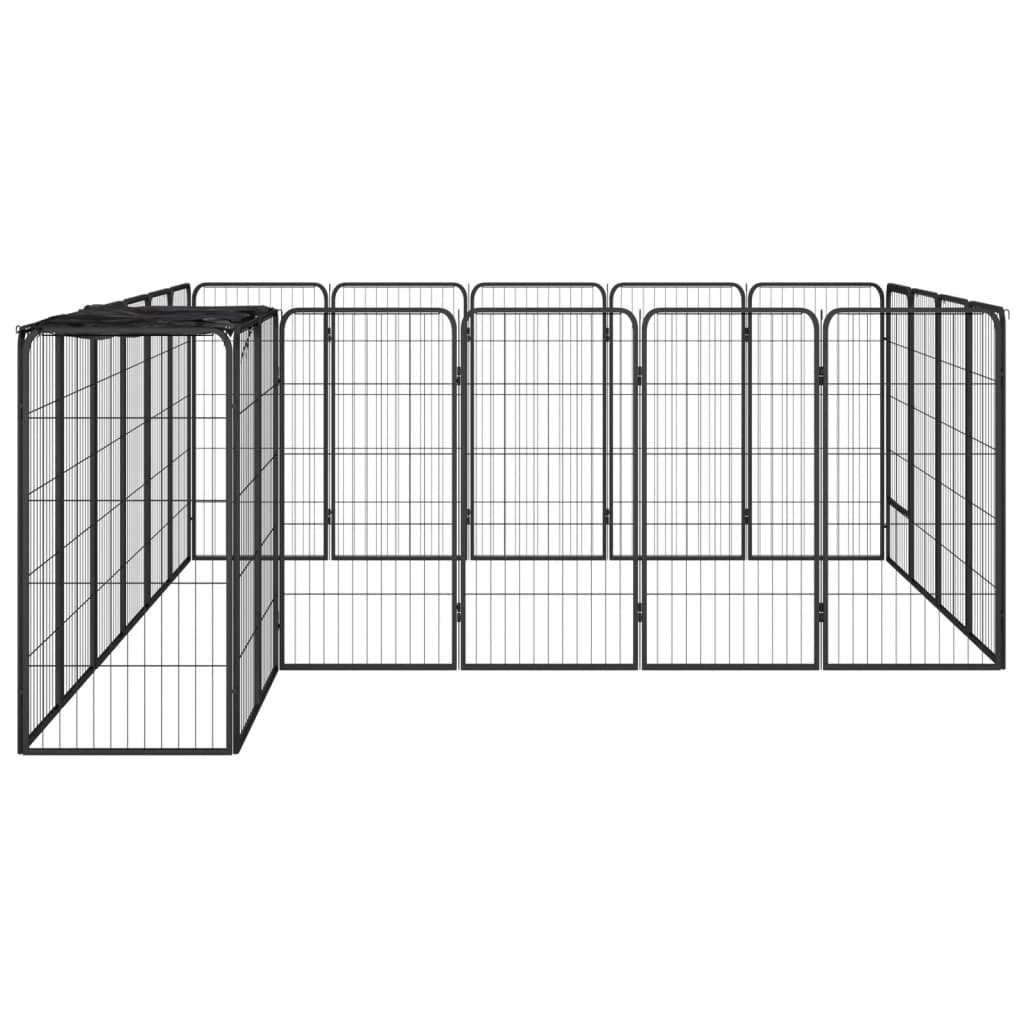 vidaXL Ohrádka pre psov 22 panelov čierna 50x100 cm práškovaná oceľ