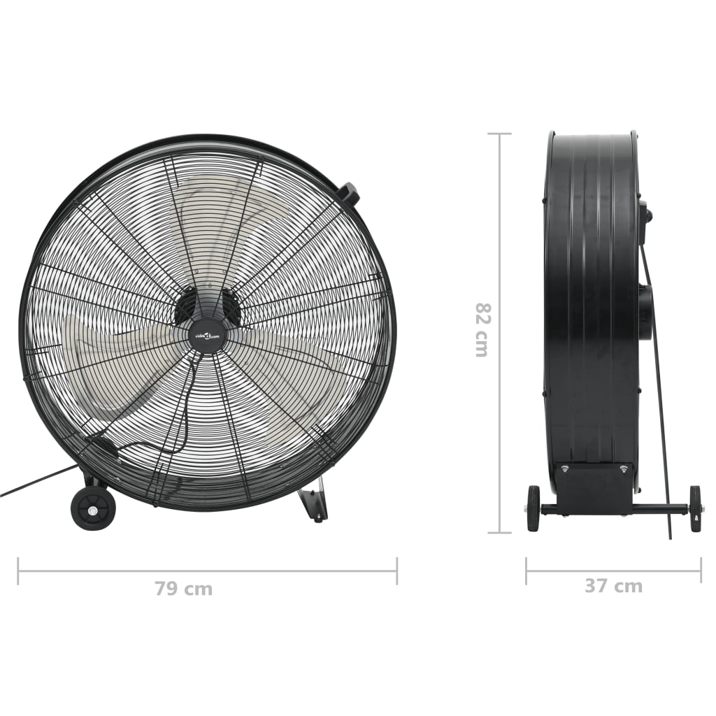 vidaXL Priemyselný bubnový ventilátor 77 cm 180 W čierny