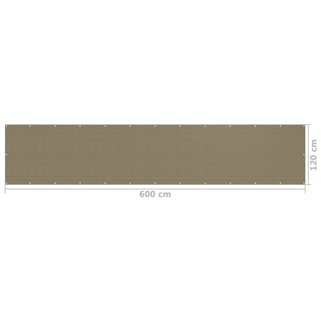 vidaXL Balkónová markíza sivohnedá 120x600 cm HDPE