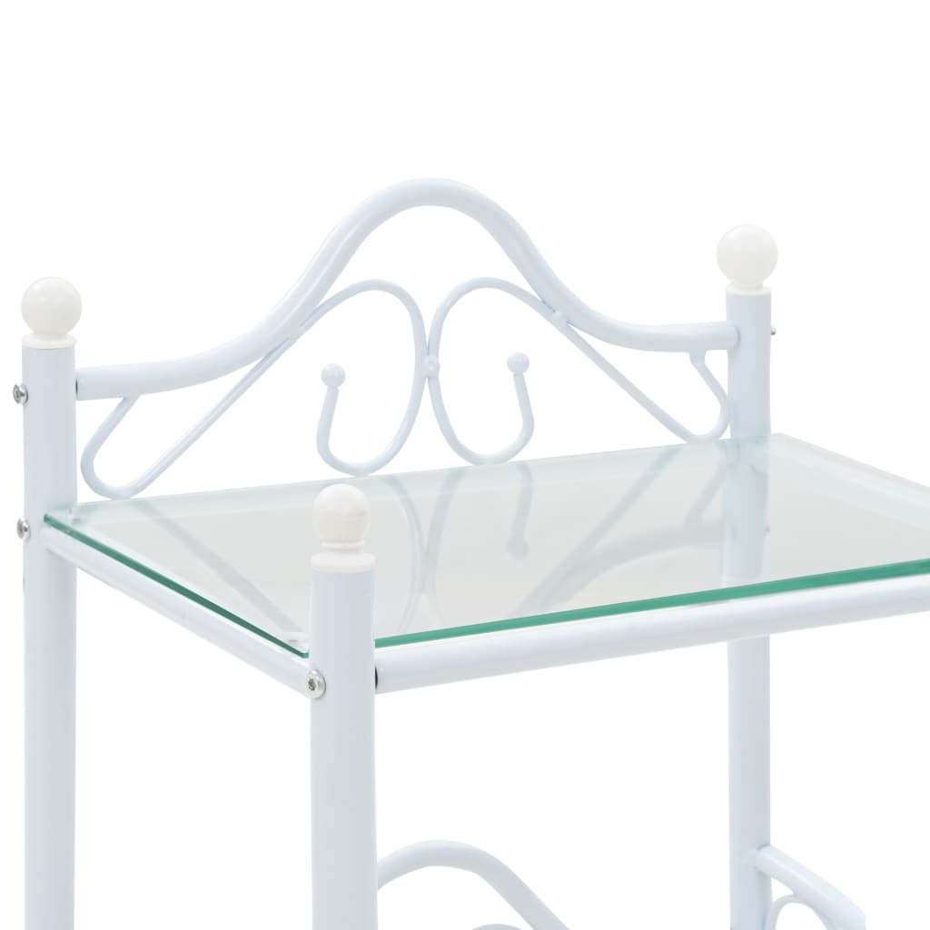 vidaXL Nočný stolík, oceľ a tvrdené sklo, 45x30,5x60 cm, biely