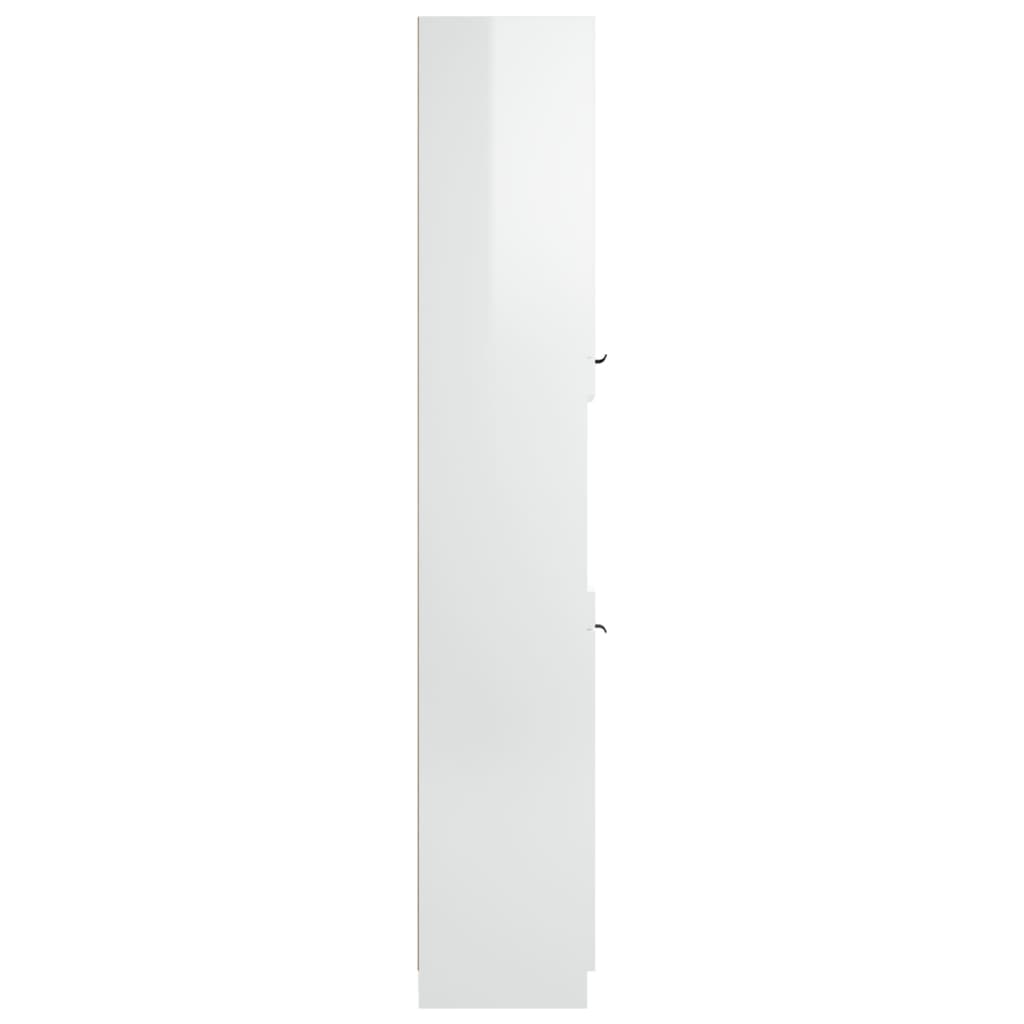 vidaXL Skrinka do kúpeľne lesklá biela 32x34x188,5 cm spracované drevo