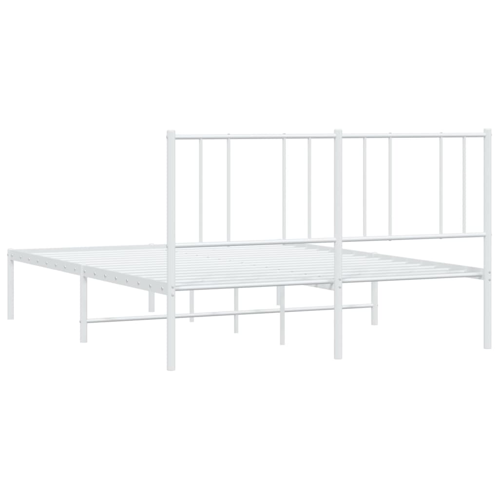vidaXL Kovový rám postele s čelom biely 150x200 cm