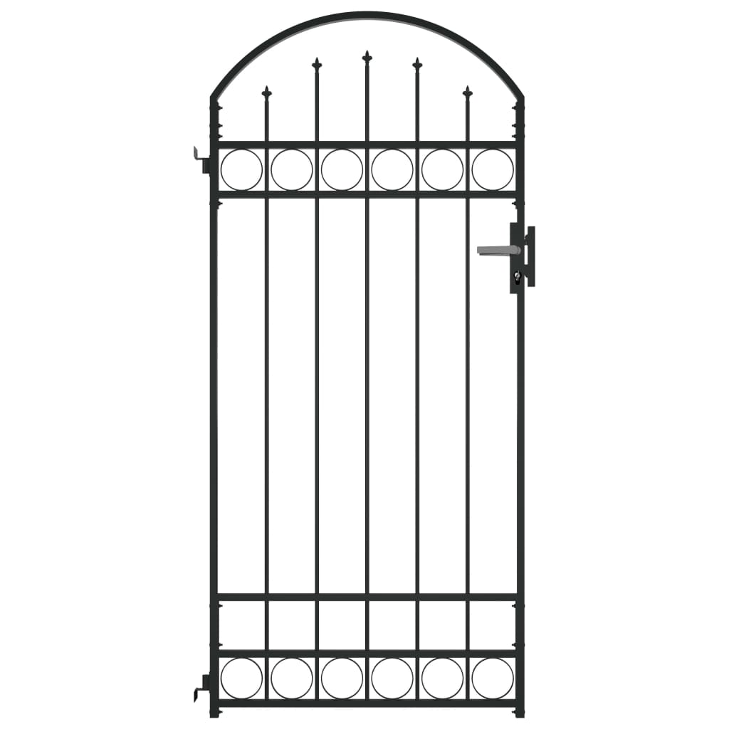 vidaXL Plotová brána s oblúkom, oceľ 89x200 cm, čierna