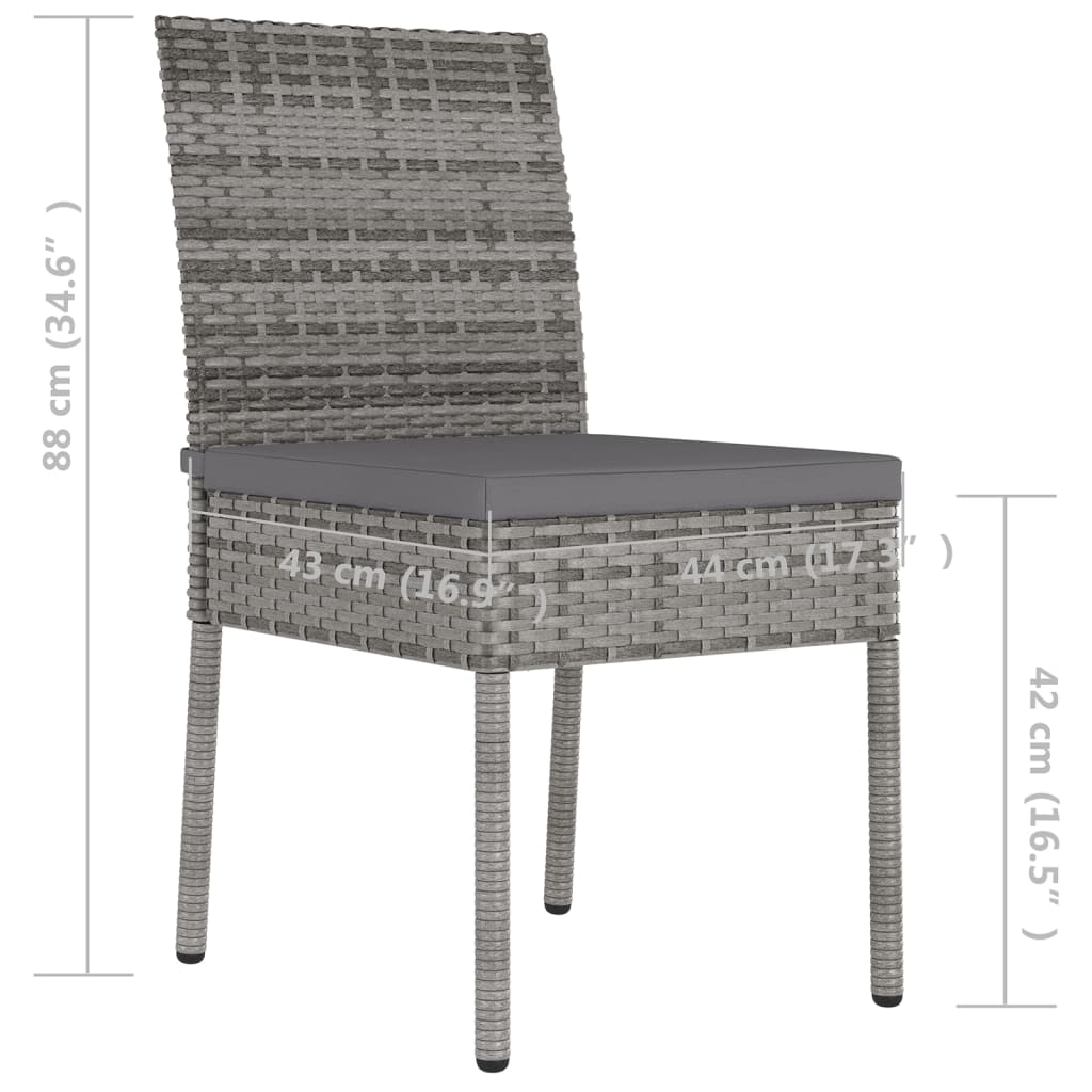 vidaXL Záhradné jedálenské stoličky 4 ks polyratanové sivé