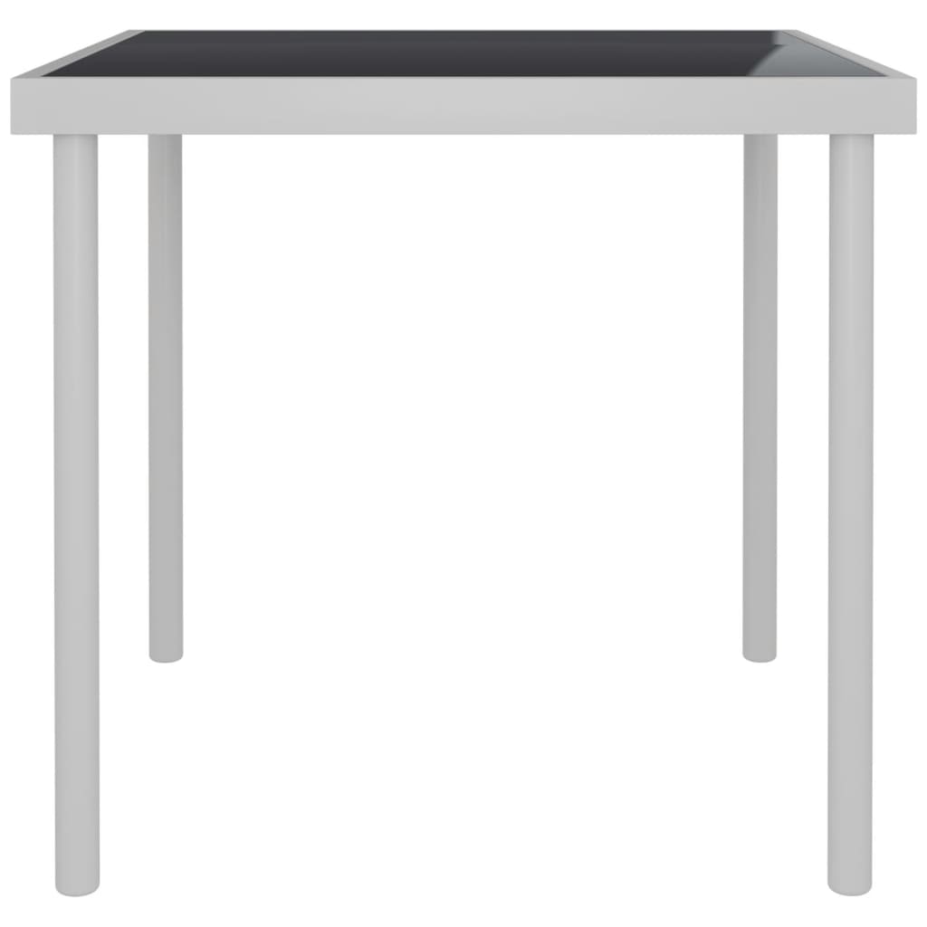 vidaXL Vonkajší jedálenský stôl svetlosivý 80x80x72 cm sklo a oceľ