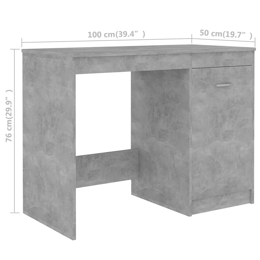 vidaXL Písací stôl betónovo-sivý 140x50x76 cm drevotrieska