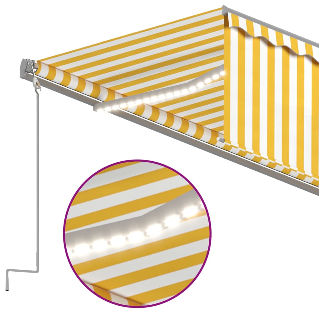 vidaXL Ručne zaťahovacia markíza s tienidlom a LED 6x3m žlto-biela