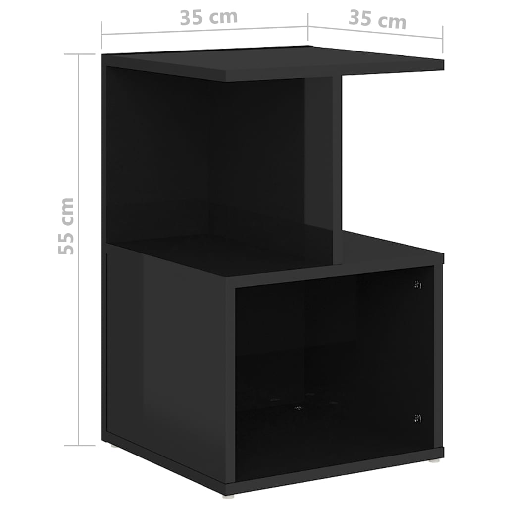 vidaXL Nočné stolíky 2 ks, lesklé čierne 35x35x55 cm, kompozitné drevo